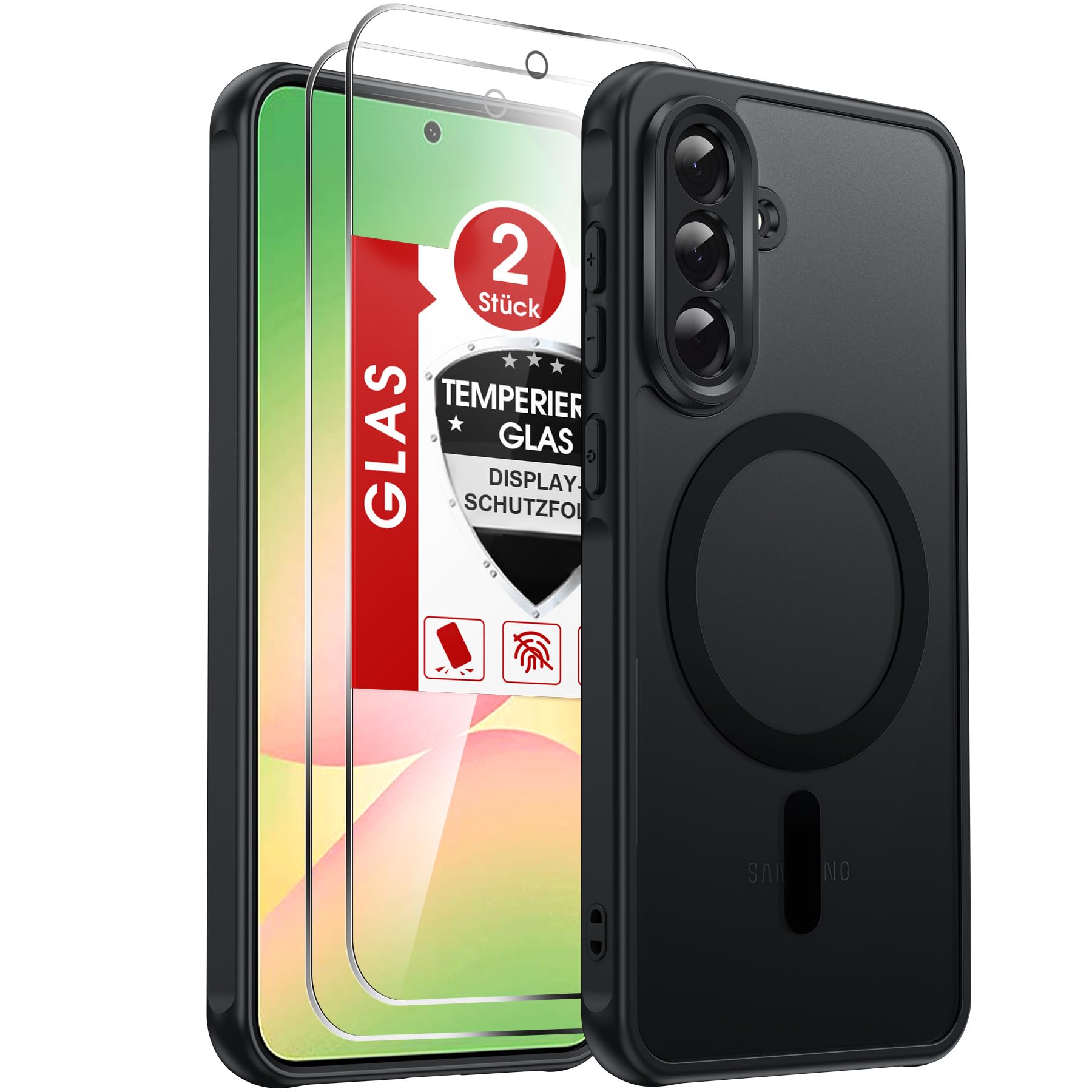 LeYi Handyhülle für Samsung Galaxy A56 5G Hülle für Panzerglas 2X mit Magsafe Kameraschutz Ultra Dünn, Slim Magnetisch Schutzhülle, Matt Transluzent Phone Case A 56 5 G 256gb- Schwarz