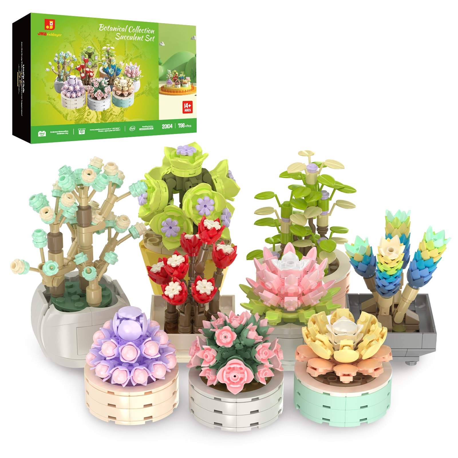Amazon.com: JMBricklayer Succulent Flowers Building Set for Adults