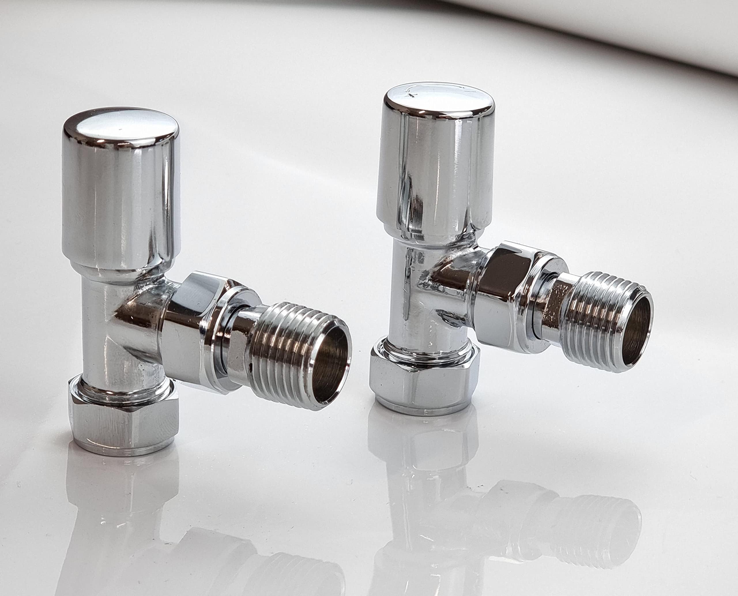 Malmo Chrome Angled Towel Rail Valve. 15mm /1/2'' Radiator Valve
