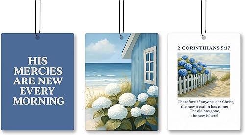 Miniatura 11 de Ambientador de Coche de Playa Costera de Verano 4 Piezas - Ambientador Colgante Retro de Sol, Mar, Concha, Bikini, Palmeras para Coche, Cajones,