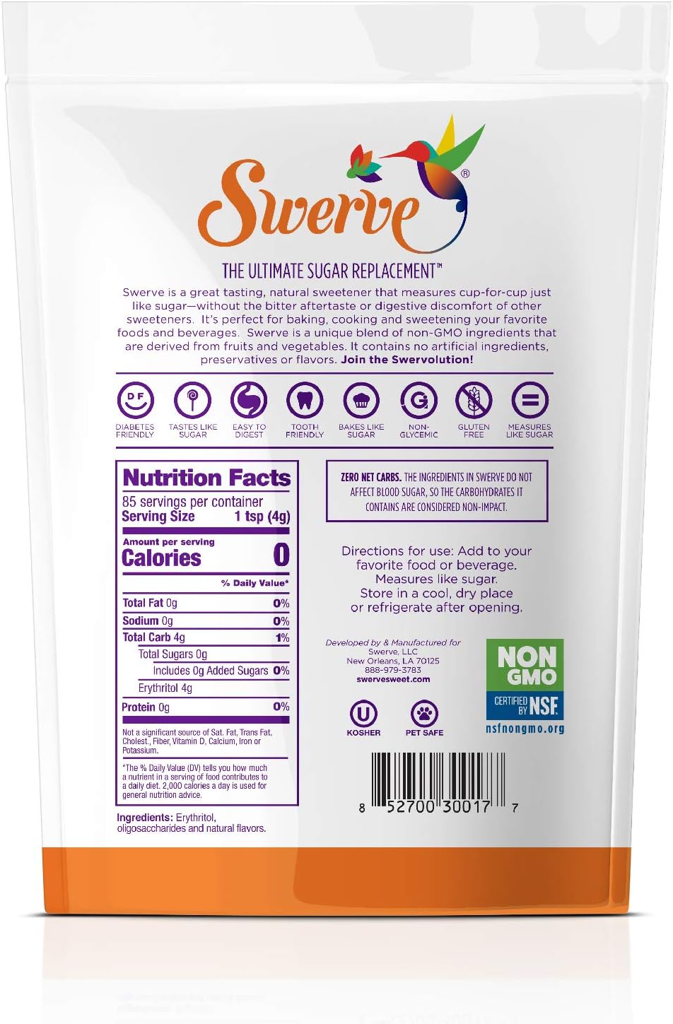 Swerve Sweetener, Granular, 12 Ounce, 3 Pack