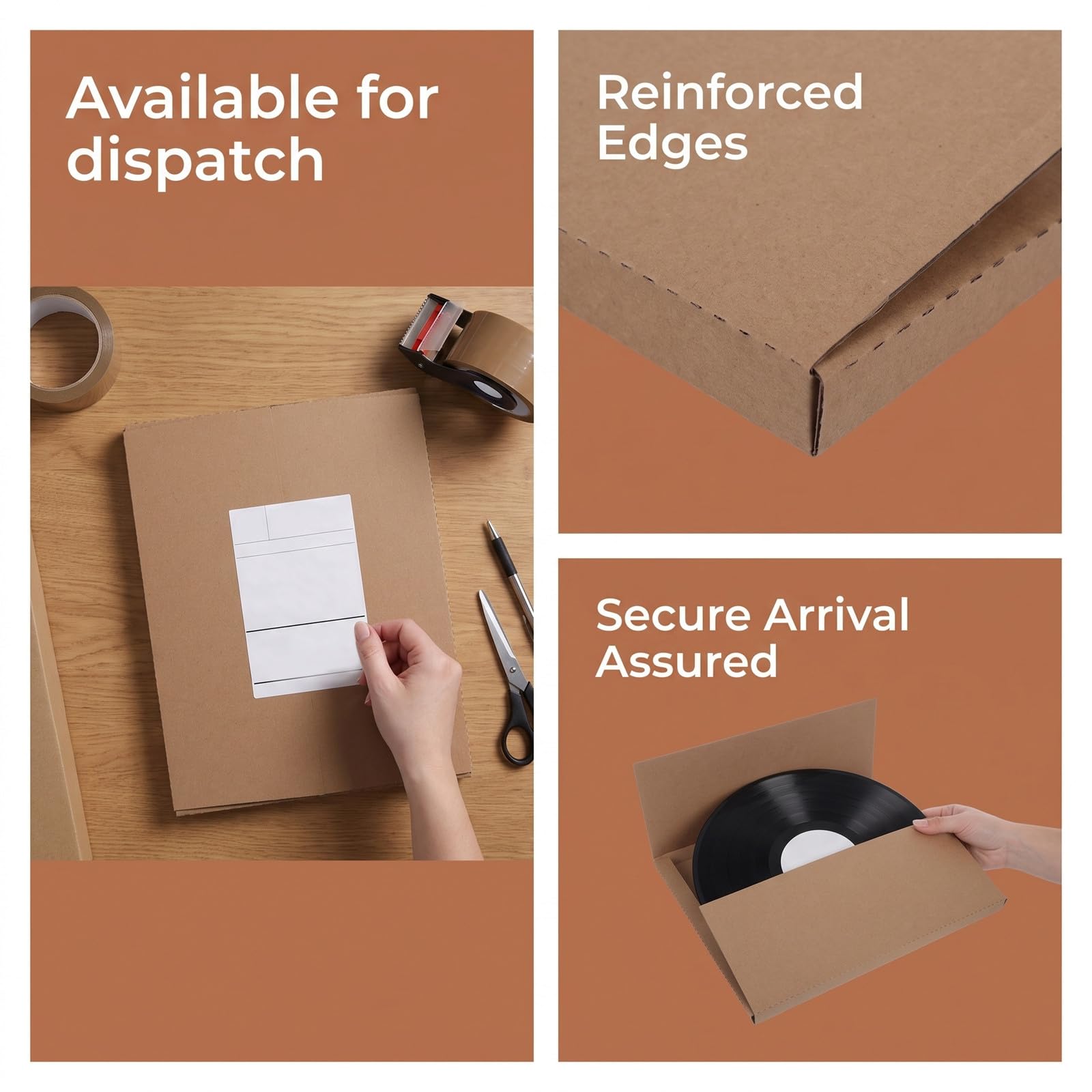 Operitacx 10 scatole per la spedizione di dischi in vinile: buste pieghevoli facili da usare per dischi in vinile - Scatole di imballaggio in carta kraft per CD, DVD, libri e spedizioni per piccole