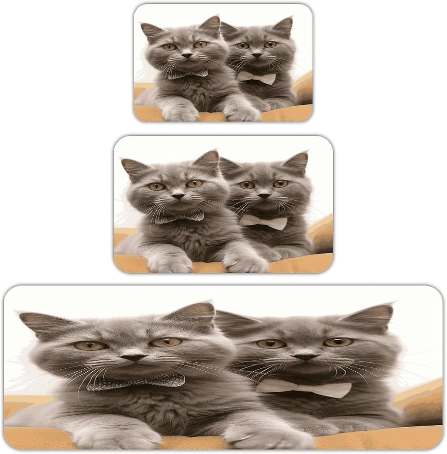 Funny Cats Kitchen Rugs Set of 3 Non Slip Washable Kitchen Mats for Floor Soft Area Rug Kitchen Floor Mat Cushioned Anti Fatigue Mats Standing Sink Mat Decor Runner Rugs