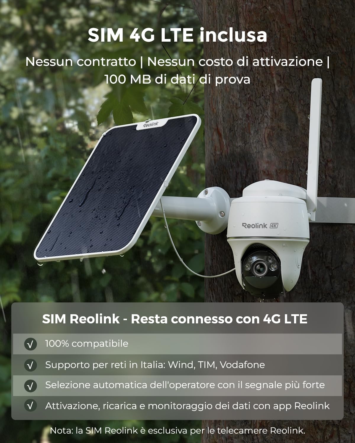 Reolink 3G/4G LTE Telecamera Sim da Esterno Senza Fili, 4K/8MP 360° PTZ Telecamera Batteria con Pannello Solare + 32G SD Card, Rilevamento Smart, Audio a 2 Vie, Visione Notturna a Colori, Go PT Ultra