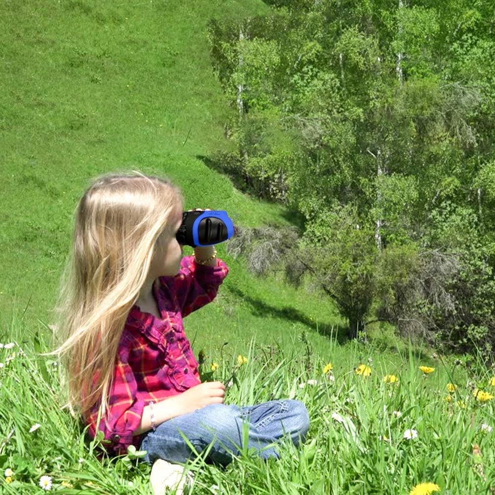 Luwint 8 X 21 Kids Binoculars, Compact and Image Stabilized (Blue)