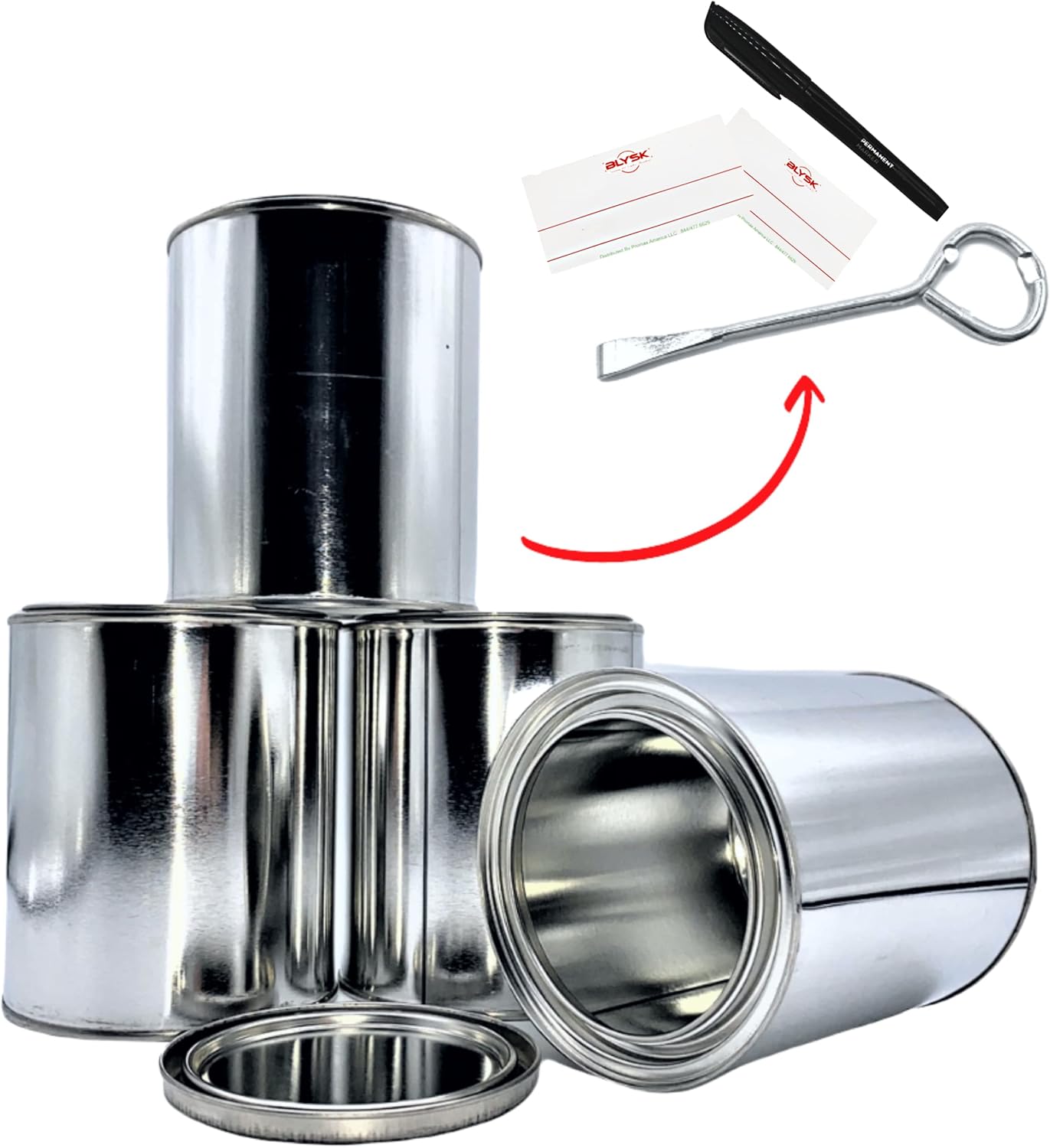 Blysk Empty Metal Quart Cans with lids (4)