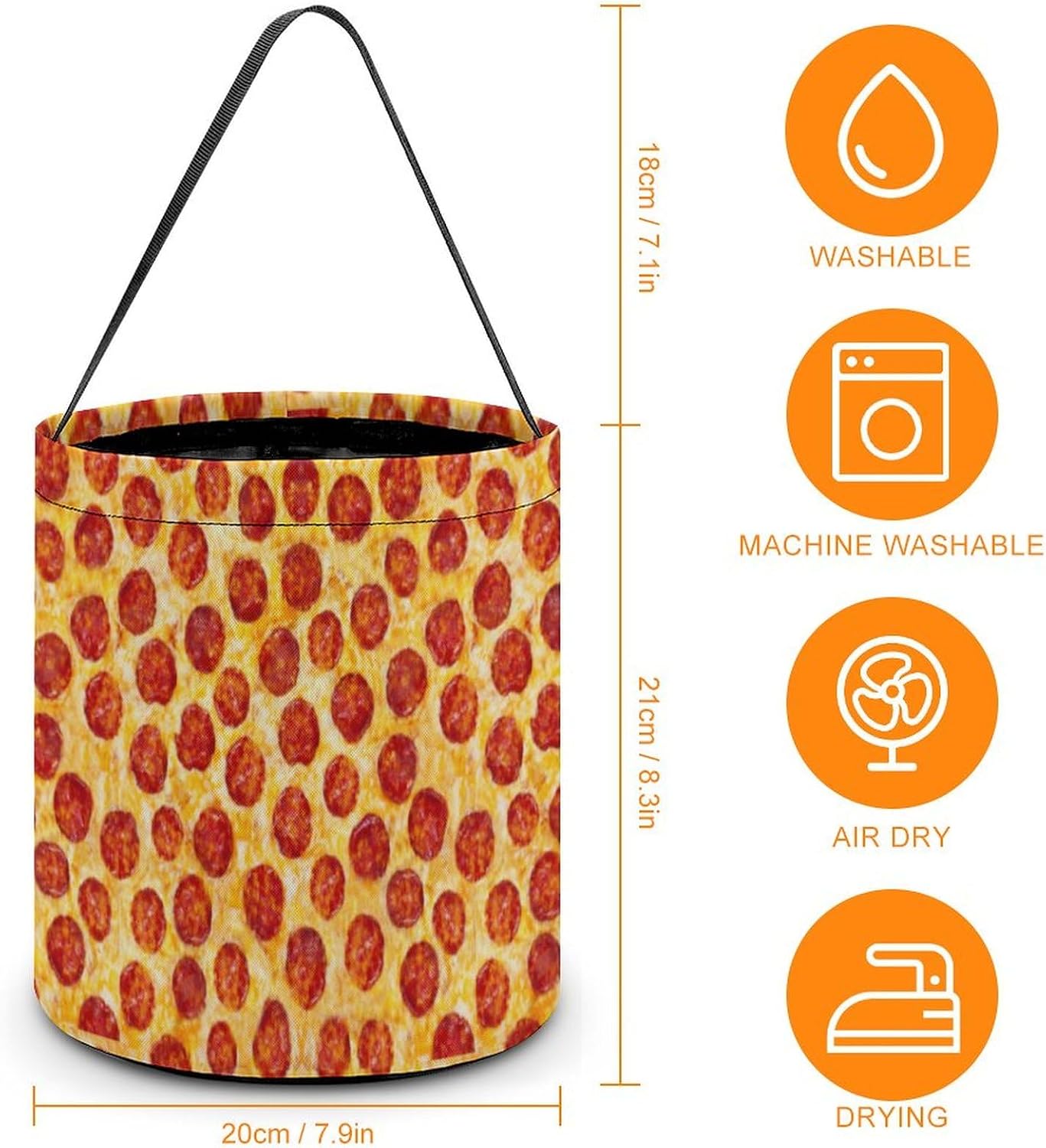 Realistic Pizza Pattern Halloween Tote Candy Bag Portable Gift Bucket for Halloween Party Trick Or Treat Baskets image 2