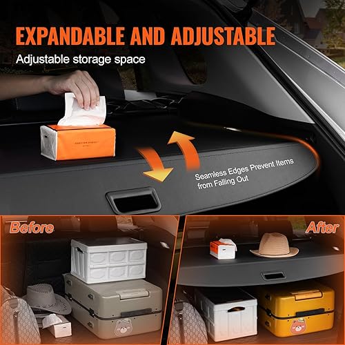 Miniatura 4 de VEVOR Cubierta de carga para Toyota RAV4 2019-2024, cubierta retráctil impermeable mejorada para maletero de Toyota, cubierta trasera resistente a