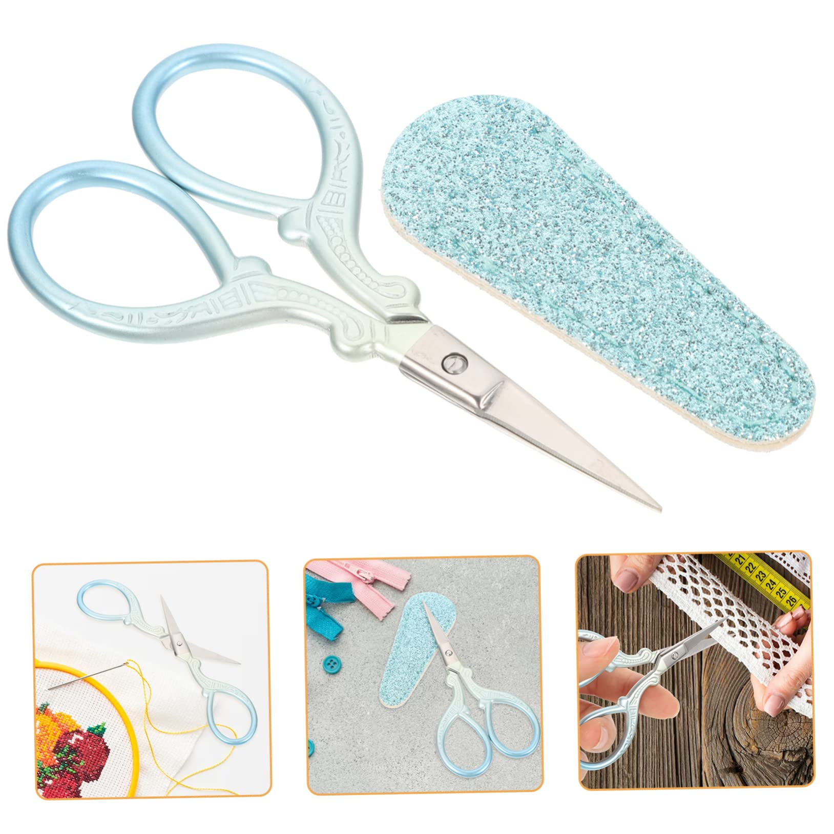 SHINEOFI 4pezzi Cesoie Per Ricamo Ergonomiche Con Protezione Glitterata Strumento Affilato Per Cucito e Artigianato Uso Per Tessuti e Lavori Manuali