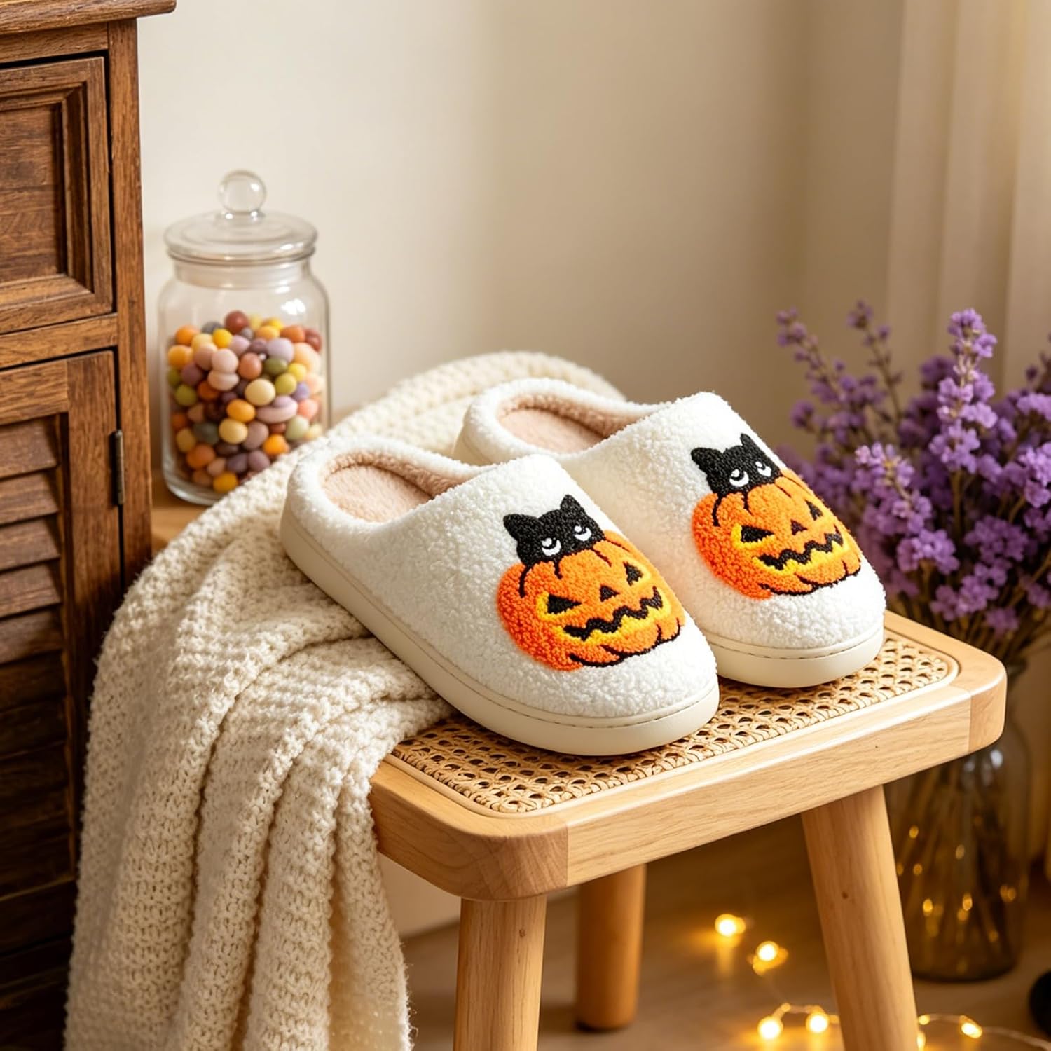 Cute Bow House Slippers Memory Foam Fuzzy Shoes for Women Non-Slip Warm Indoor Outdoor image 2