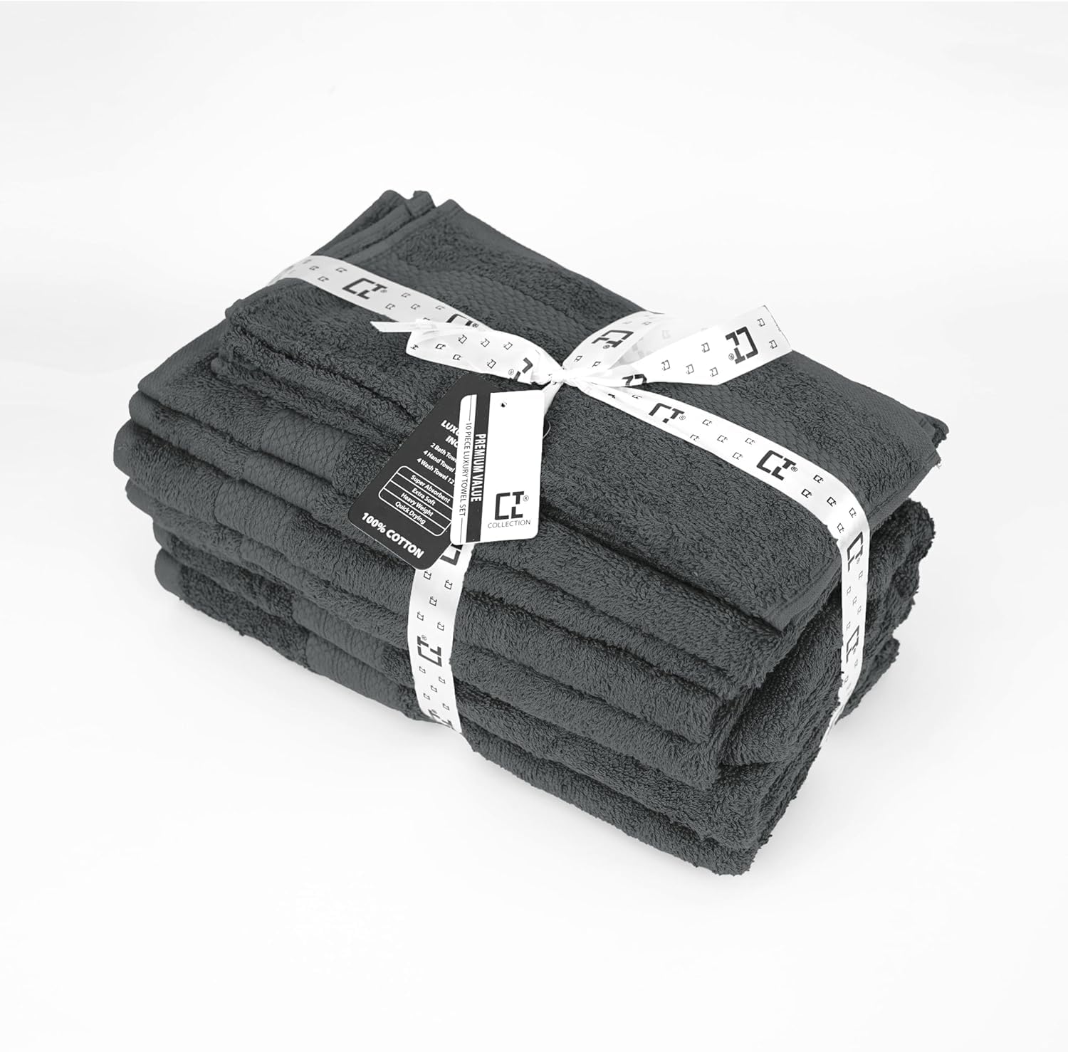 DreamNights 10 Piece Towel Set, 2 Bath Towels, 4 Hand Towels - Image 2