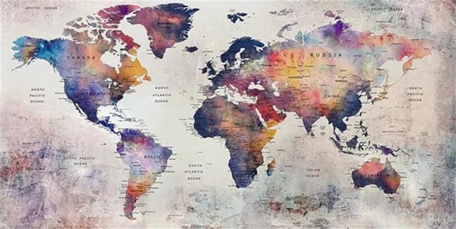 Broderie diamant point de croix carte du monde 65x130cm HU-4061
