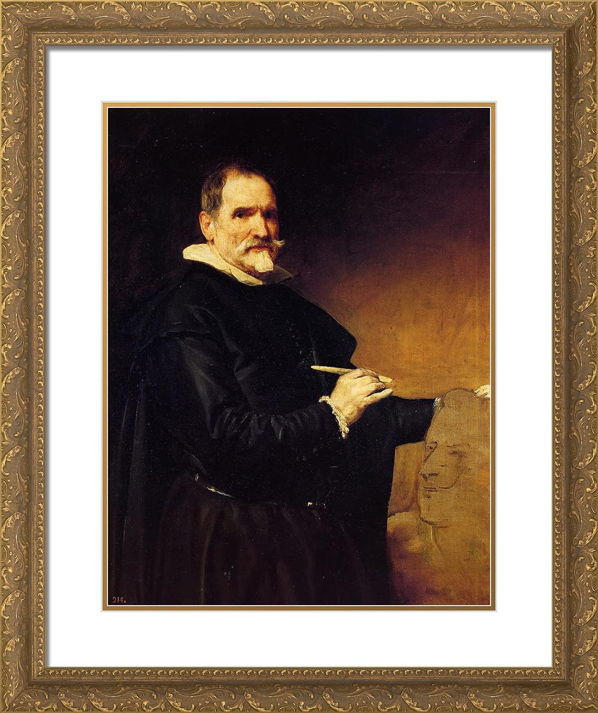 ArtDirect Velazquez, Diego 20x24 Gold Ornate Framed Art Print with Double Matting Titled: The Sculptor Martinez Montanes