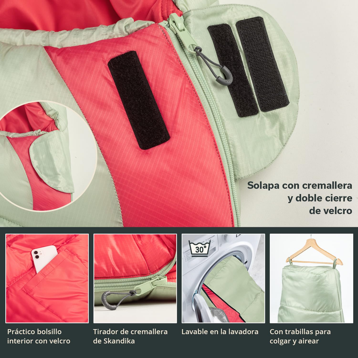 Skandika Saco de Dormir Gjora | Tipo Momia para Adultos, 3-4 Estaciones, Nylon Ripstop, Compacto, Repelente al Agua, Saco de Viaje