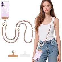 3-in-1 Bling Crystal Phone Crossbody Strap for Women, Rhinestone Cell Phone Lanyard Necklace with 2 Tether Tabs