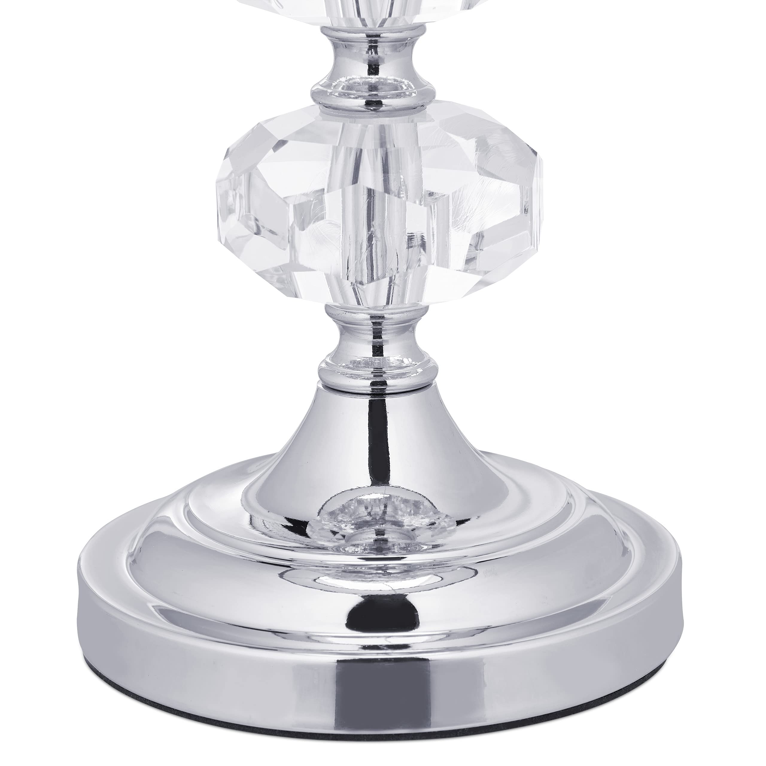 Relaxdays Tischlampe, Samt und Kristall, HxD: 47 x 26 cm, E14-Fassung, Nachttischlampe, indirekte Beleuchtung, rosa