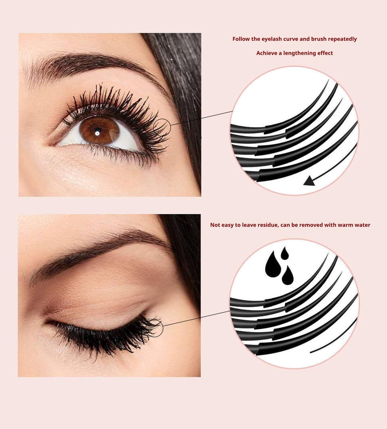 Mascara Allungante, Allungante E Volumizzante, Mascara Nero, A Lunga Tenuta E a Prova Di Sbavature, Ciglia Piene E Raffinate