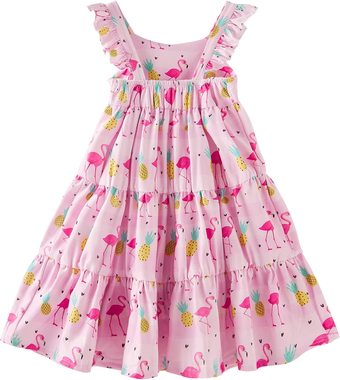 Vieille Toddler Girls Summer Dress Ruffle Sleeveless Casual Beach Sundress Tiered Swing Princess Dress for 2-8 Years - Image 4