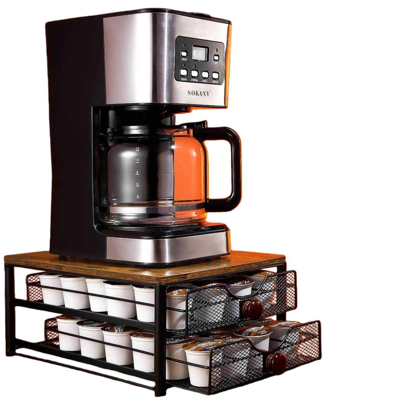 Kapsułki do kawy i syrop do ekspresu do espresso, 2-poziomowy stojak do przechowywania, mieści 48 kapsułek kawy, stylowe akcesoria kuchenne, oszczędność miejsca, rozwiązanie dla miłośników kawy