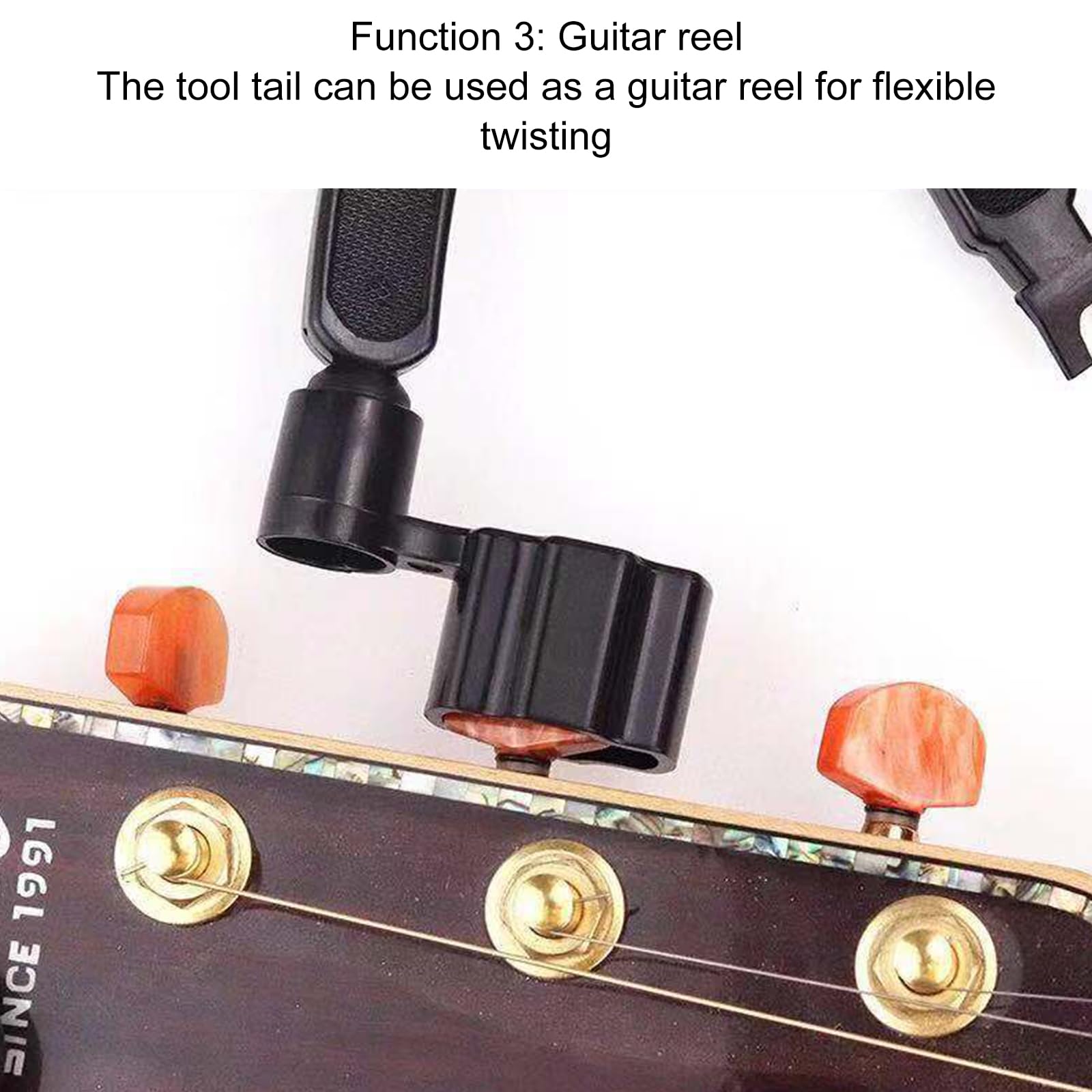Gitarren Saitenspindel 3-in-1 – Saitenkurbel, Abzieher & Cutter, Aus Kunststoff/Metall