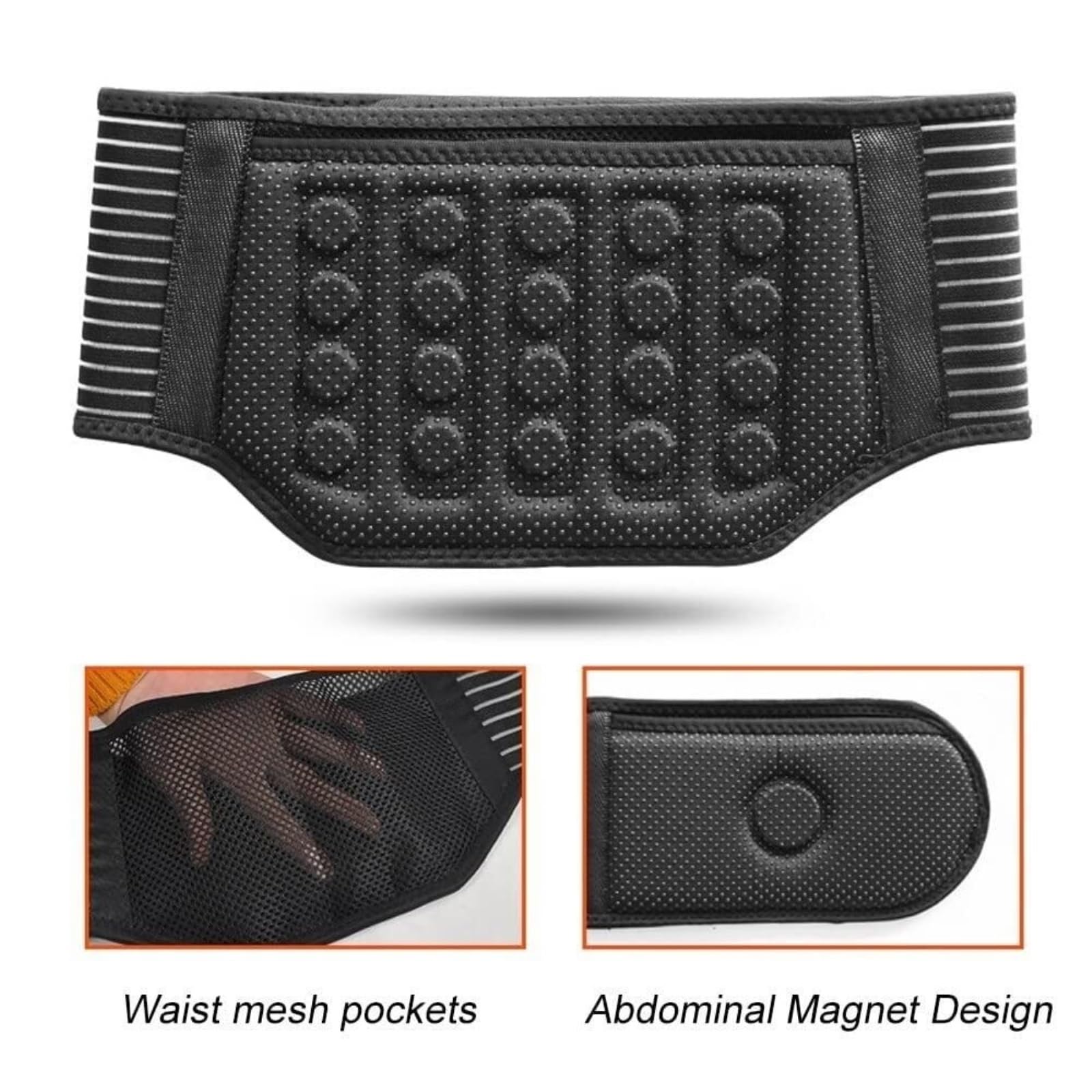 Ceinture Lombaire Réglables Ceinture De Soutien Lombaire Auto-chauffante pour La Taille Et Le Bas du Dos avec 21 Aimants Qui Libèrent Chaleur Travail Universel(M)