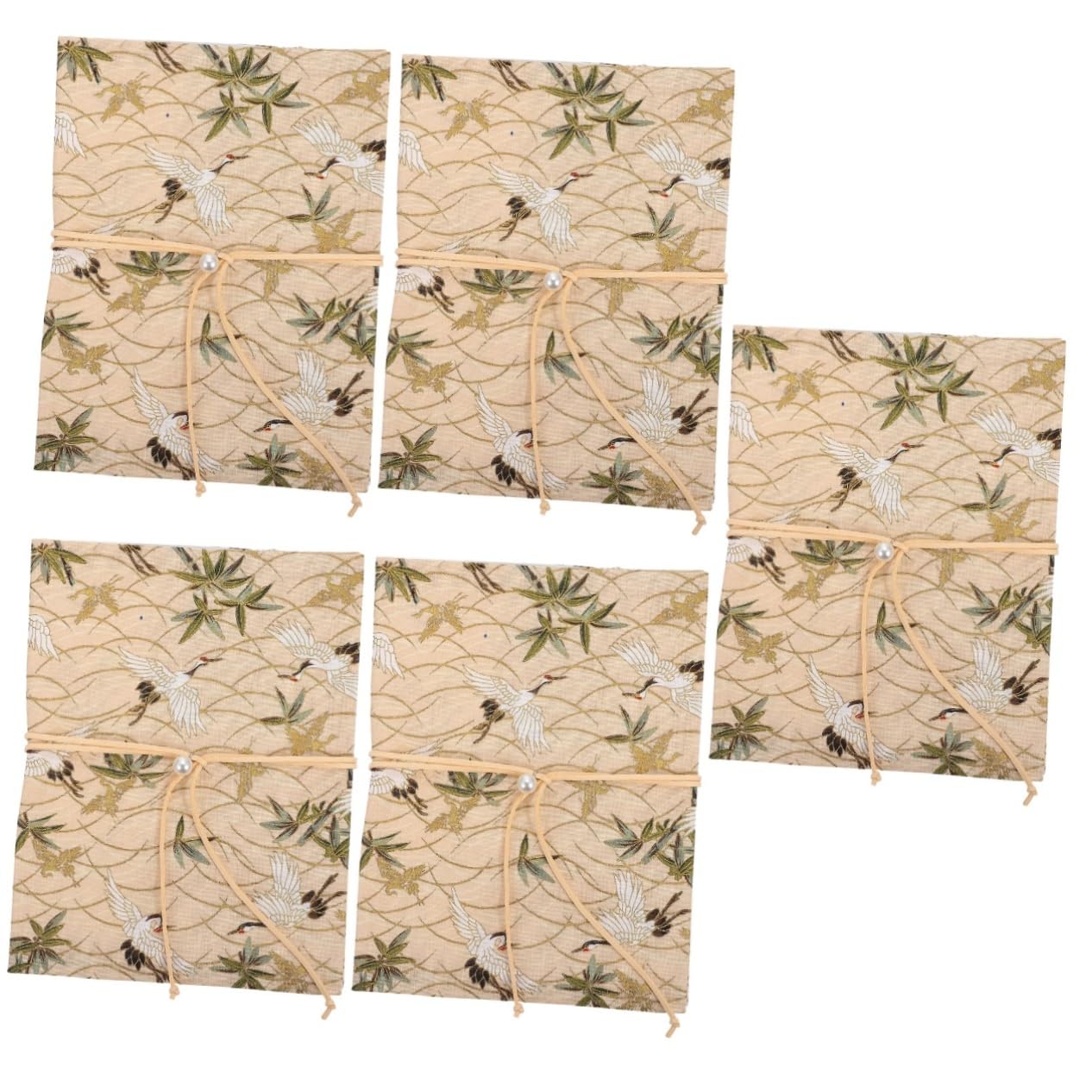 VILLCASE 5 Pièces Housse En Tissu De Protège-livre Fait Main Pochette De Livre Créatif Pochette De Livre Pour L'école Pochette De Livre Matelassée Protège-livre Décoratif Beige Chiffon