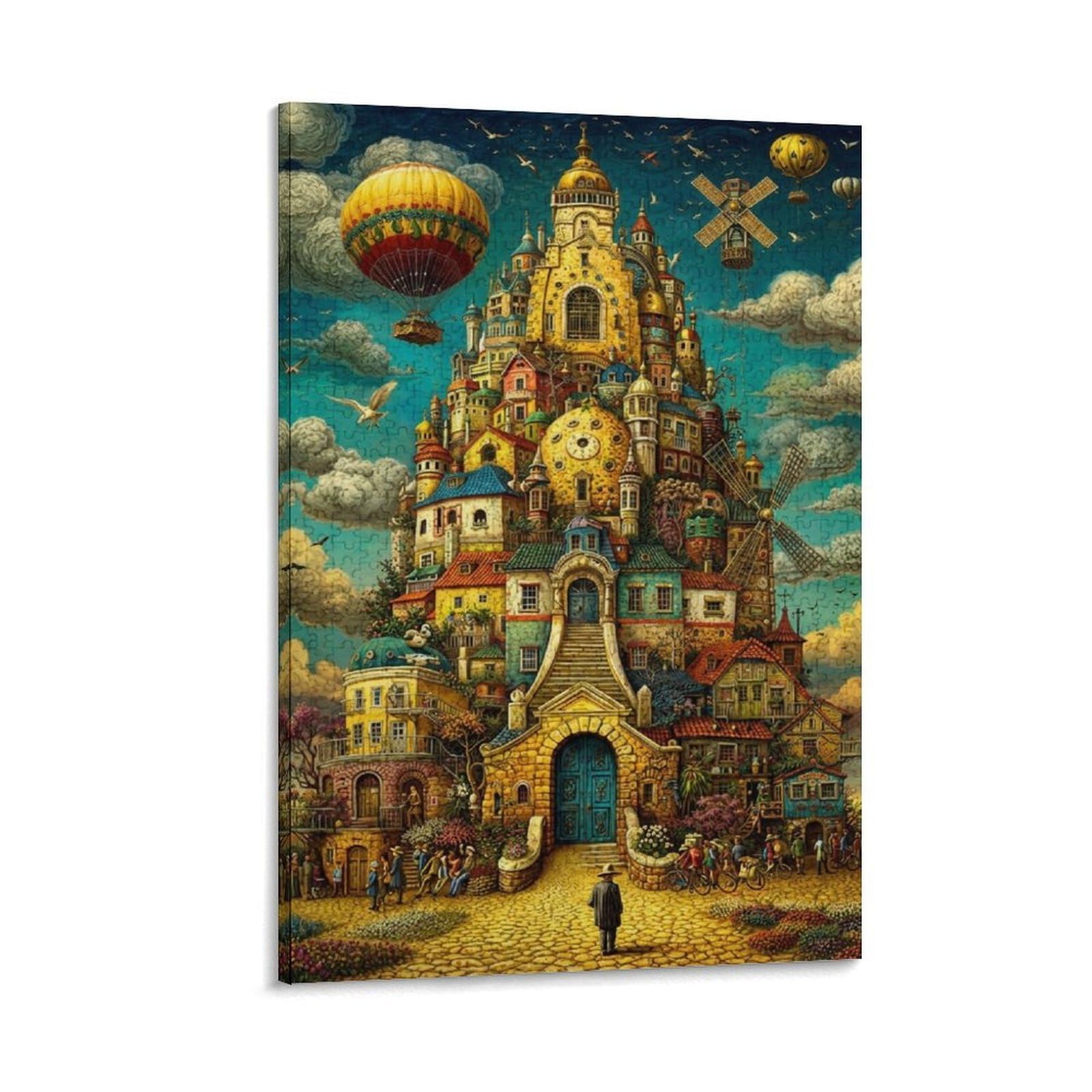 DHBANEIOK Fantasy Castle Puzzle Poster Artwork Giclee Canvas Prints Modern Canvas Wall Art Picture Wall Hanging for Office Gym Living Room Decor 16x24inch(40x60cm)