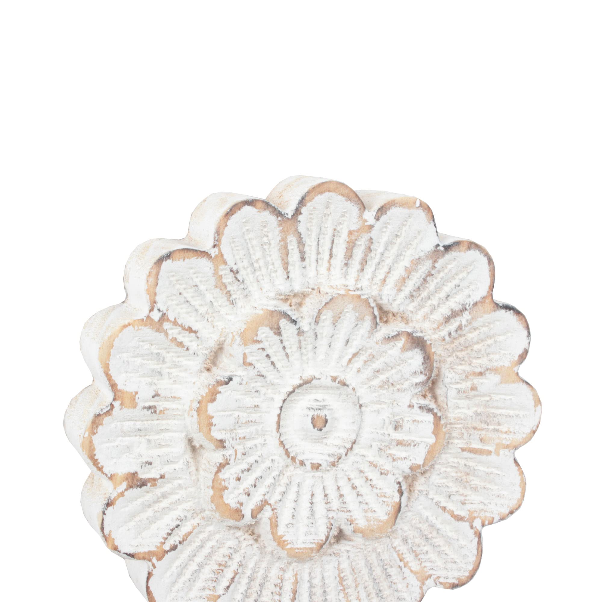 Dwellington Percha decorativa de madera para colgar en la pared, diseño de flores, para llaves, bolsos, toallas (colgador largo)