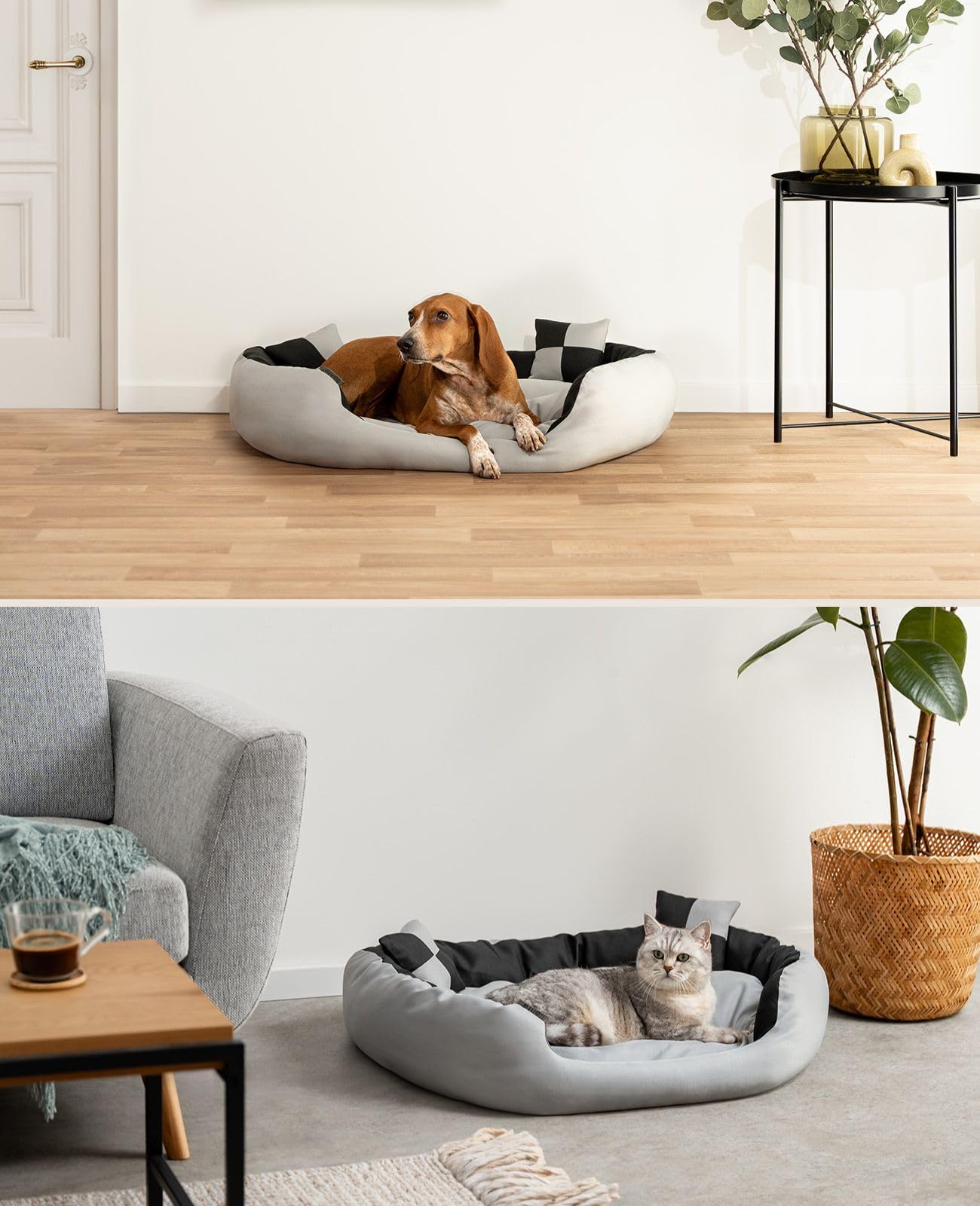 lionto 4 in 1 Lettino per Cane, (M) 85x70 cm Nero/Grigio