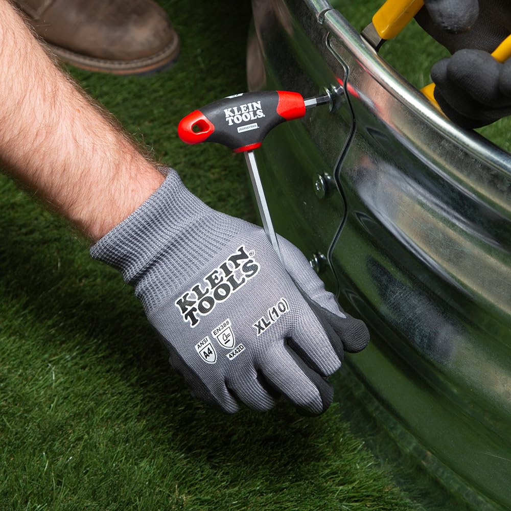 KLEIN TOOLS JTH610EB Zestaw kluczy imbusowych z uchwytem w kształcie litery T, zestaw kluczy imbusowych SAE z ostrzami 15 cm, stojak w zestawie, 10-częściowy