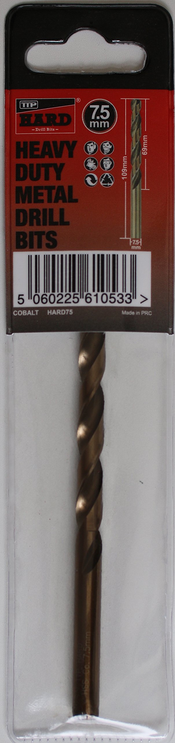 TTP HARDdrill bits Cobalt M35 metric 7.5mm bit for metal by s | Single 7.5mm cobalt | added cobalt for ing harder metals |Easy to use & long life | Easily chrome, stainless