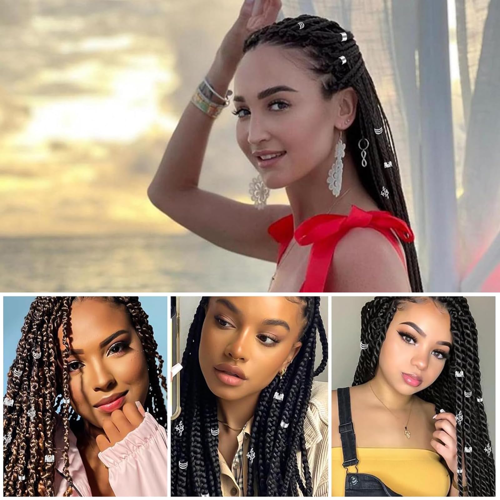 Accesorios Pelo Trenza 120 Piezas Cuentas Cabello Rastas Ajustables Mujer Hombre Decoración Fiestas
