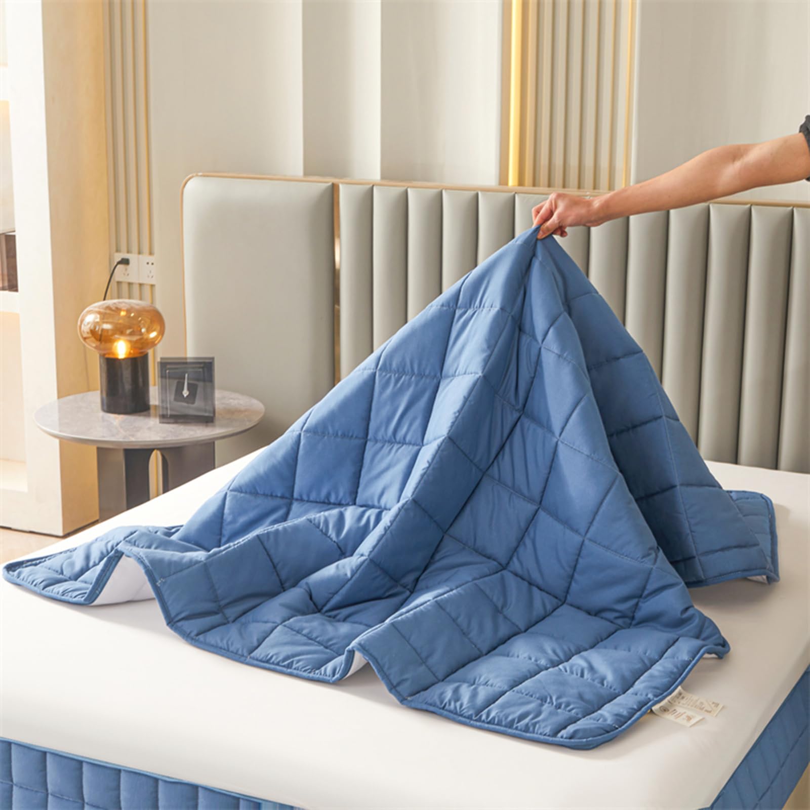 Housse De Matelas Intégrale Matelassée Zippée 140x190 – Protection Déménagement Personnalisable Anti-Acariens Respirante (70x190+15cm, Bleu A)