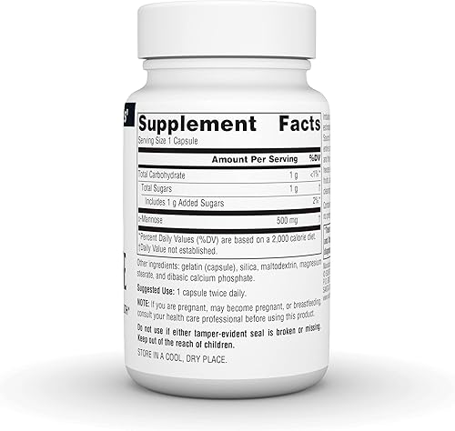 Miniatura 2 de Source Naturals D-manosa, potente apoyo para la salud del tracto urinario y la vejiga*, 500 mg - 30 cápsulas