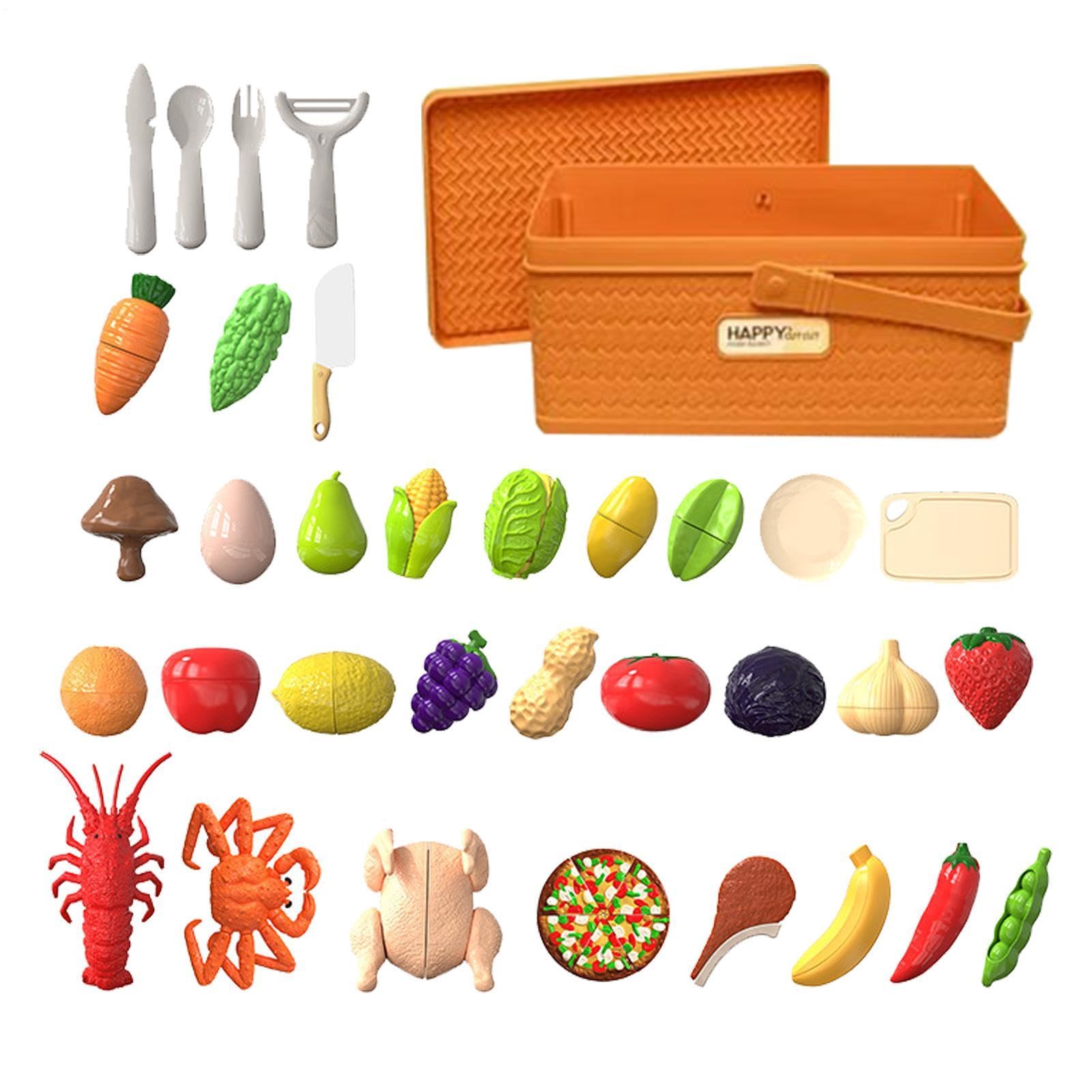 Lote de alimentos para niños, verduras ficticias desarrollan la motricidad fina, alimento ficticio para juego de corte, para guarderías y niñas, casa, viaje