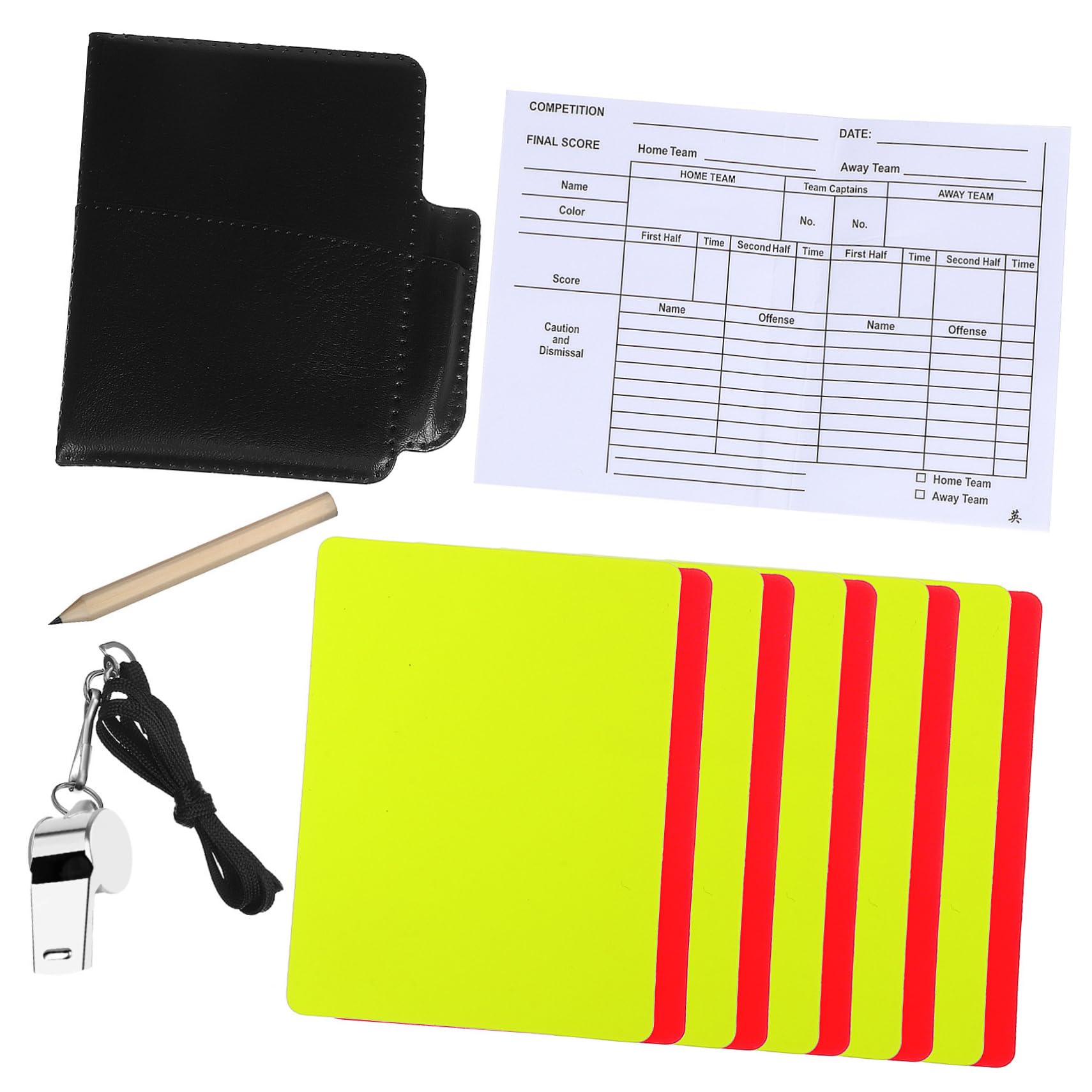 OSOLADY 1 Set Referee Kit with Penalty Cards Score Sheet Whistle and Portable Wallet for Sports Events Durable Materials for Soccer and Training Games