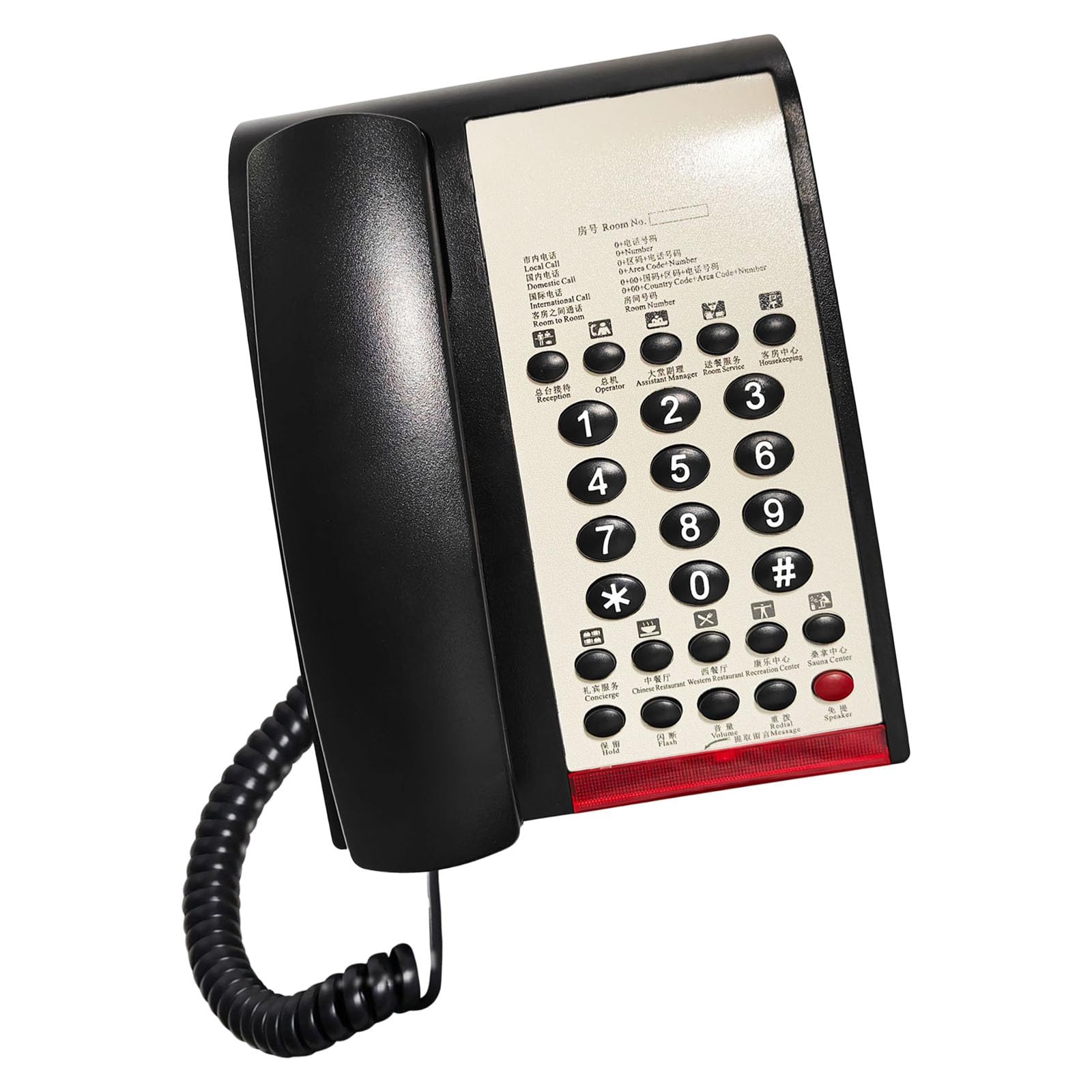 Moderno telefono da scrivania, telefono per camera d'albergo con funzione di chiamata rapida e supporto aggiuntivo per i posti secondari, telefono da hotel con selezione rapida touch e