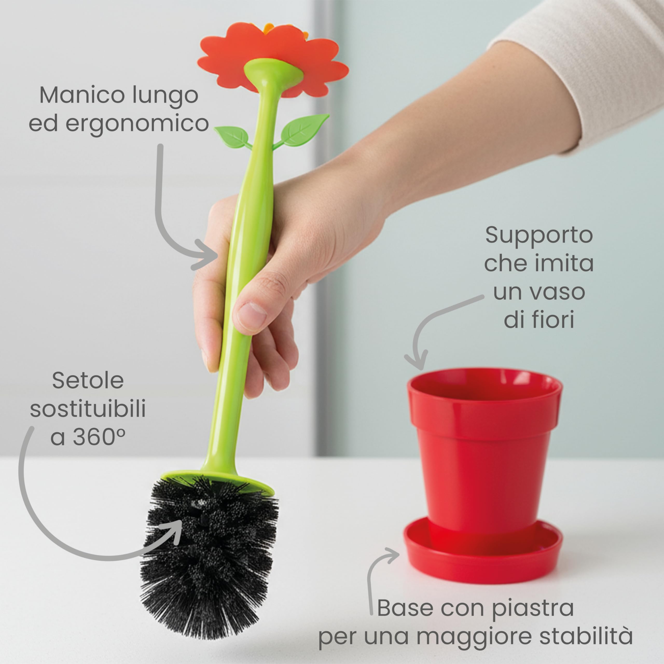 Scopino Per WC Con Manico Lungo, Senza Angoli Morti, Non C'è Bisogno Di Praticare Fori B 91800281