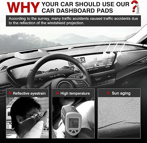 Miniatura 9 de Autorder Ajuste personalizado para cubierta de salpicadero, Volkswagen Atlas 2018-2023, accesorios deportivos VW Atlas Cross, tapete de franela