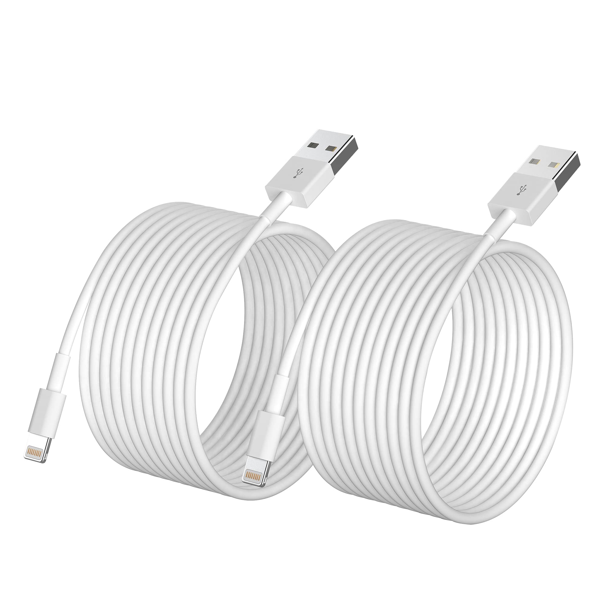 Cables Lightning rápidos de 10 pies compatibles con iPhone 12 Pro Max y iPad blanco 7