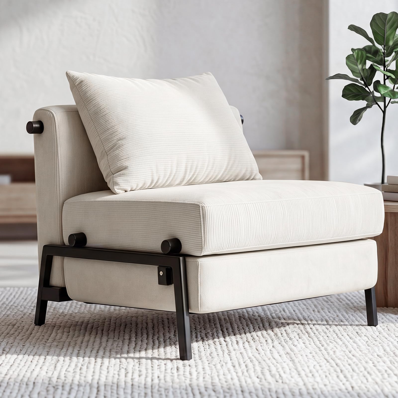 Generisch 2-in-1 Schlafsofa mit Bettfunktion, Cord Schlafcouch mit Kopfkissen, Bequeme Schlafcouch für Kleine Wohnzimmer, Schlafzimmer und Gästezimmer
