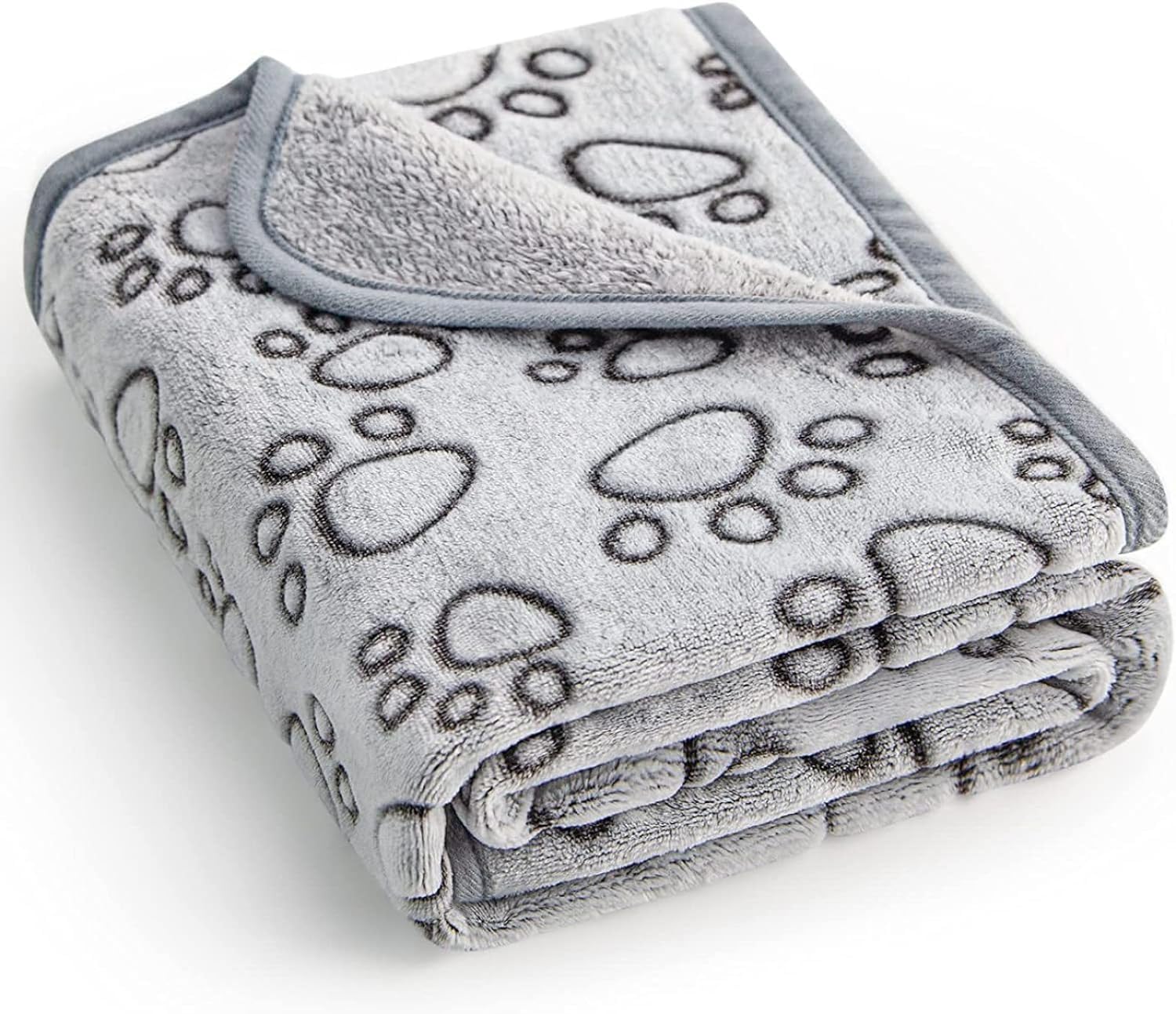 KolorFish Premium Soft Dog Blanket with Cute Paw Print, Cat Blanket Puppy Pads Supplies Dog Products Stuff Essentials (Medium 50 x 76 cm) Grey-image-39