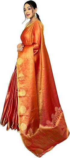 Panzora Women's Tissue Silk Jacquard Weaving Saree With Unstitched Blouse Piece