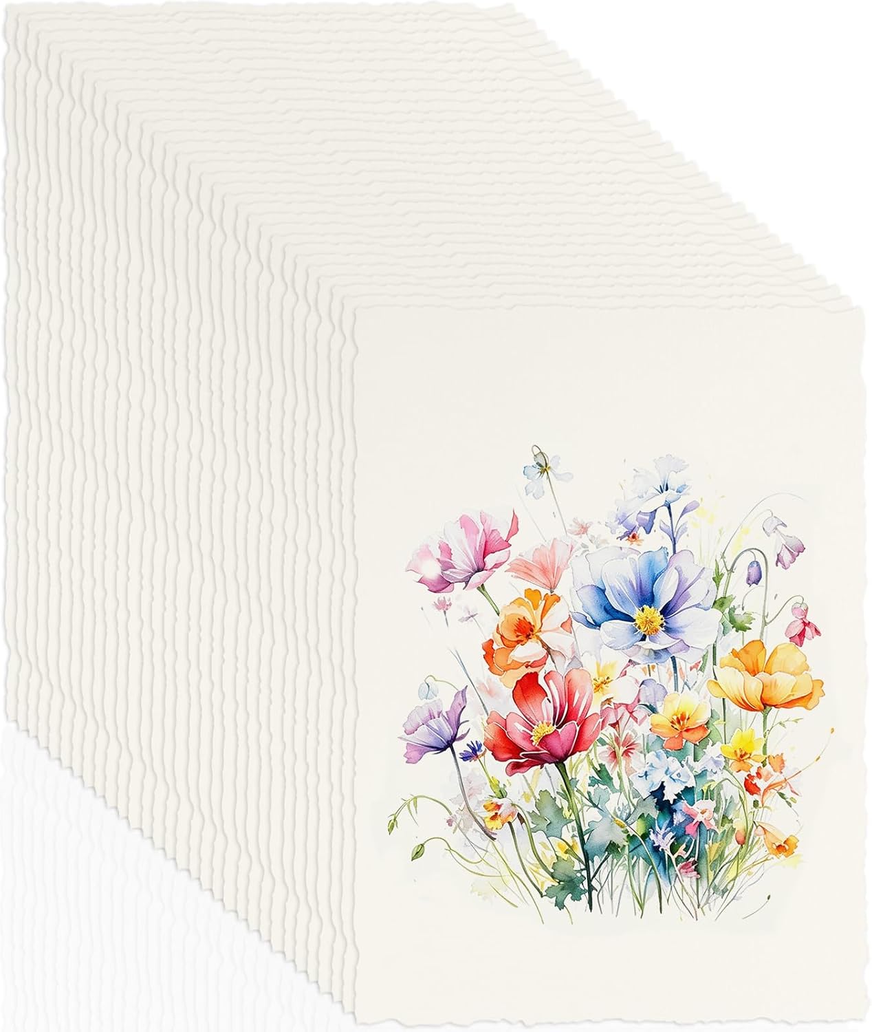 50 arkuszy papieru akwarelowego, 21 x 14,8 cm, papier bawełniany A5, ręcznie robiony gruby papier z nieregularnymi krawędziami, 160 g/m2 ręcznie robiony papier do malowania, szkicowania, kaligrafii