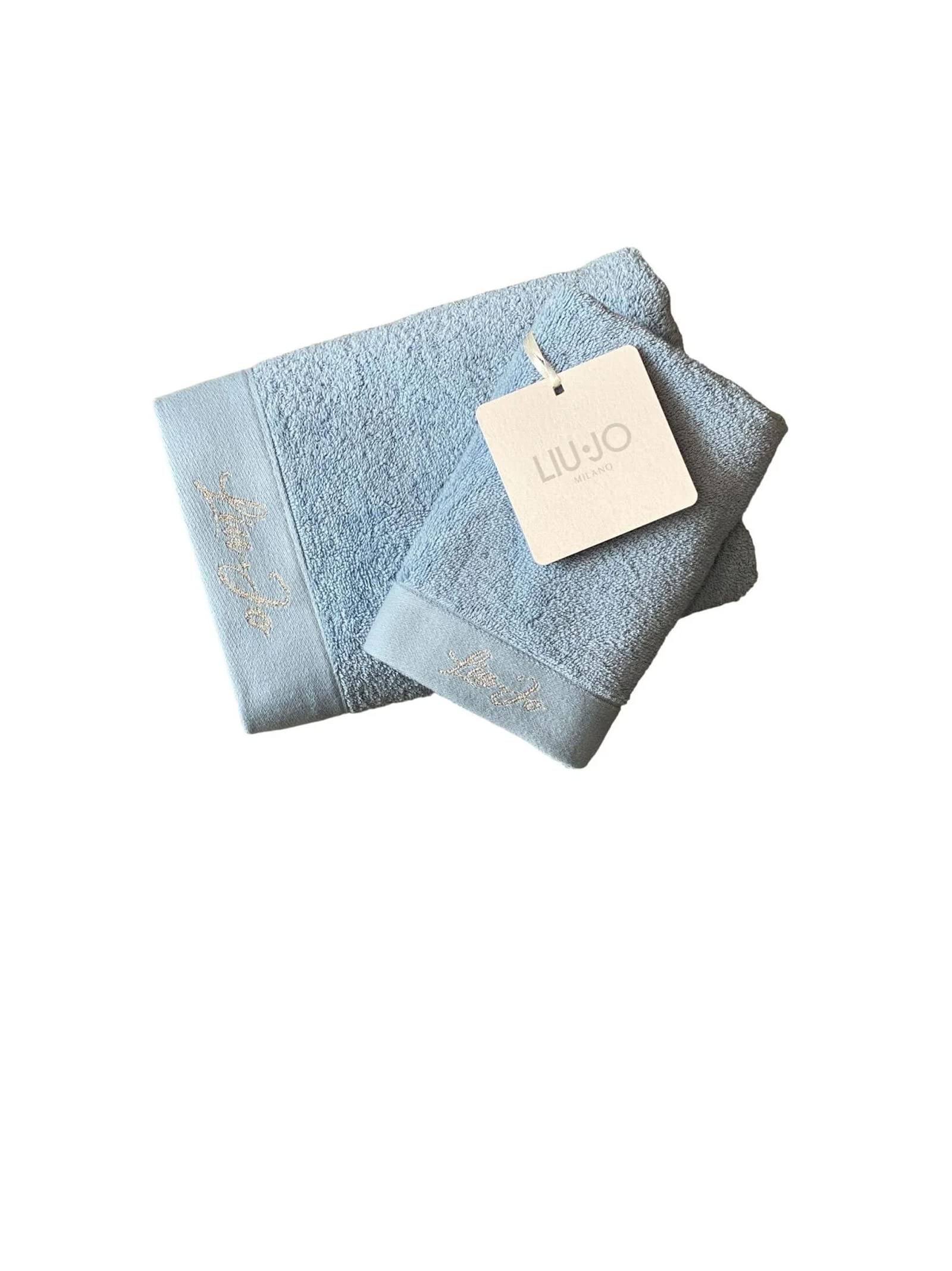 Coppia set asciugamani 1 + 1 viso ed ospite colore a scelta art. LB965B - Liu Jo (Azzurro)