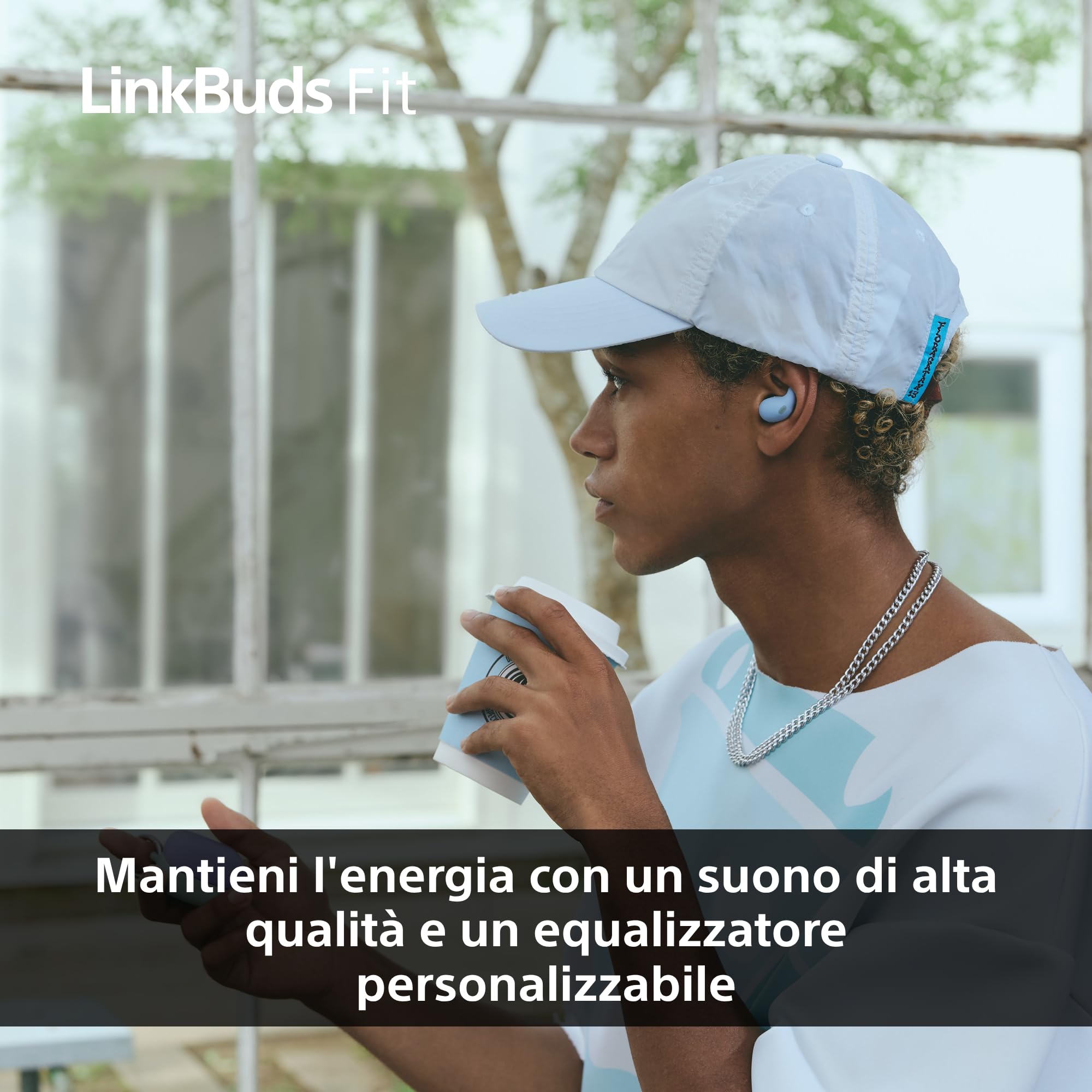 Sony LinkBuds Fit - Cuffie True Wireless Bluetooth con Noise Cancelling - Comfort a lungo, IPX4, High-Res Audio, modalità Ambient Sound, batteria fino a 21 ore, Multipoint, iOS e Android - White