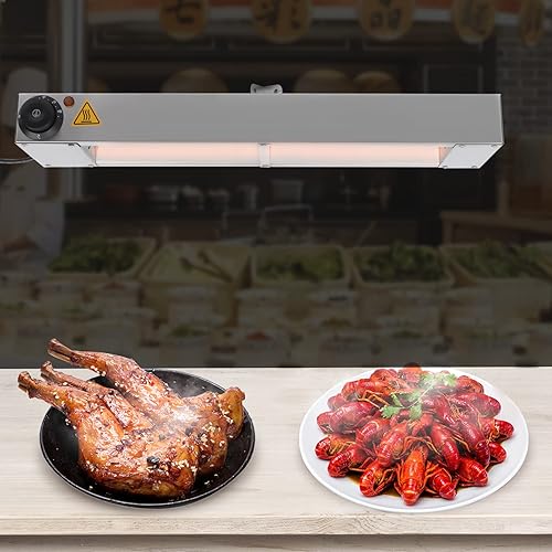 Lámpara eléctrica comercial de calor de alimentos de 36 pulgadas, 110 V, 600 W, calentador de alimentos con temperatura ajustable de 30 a 185.0 F,