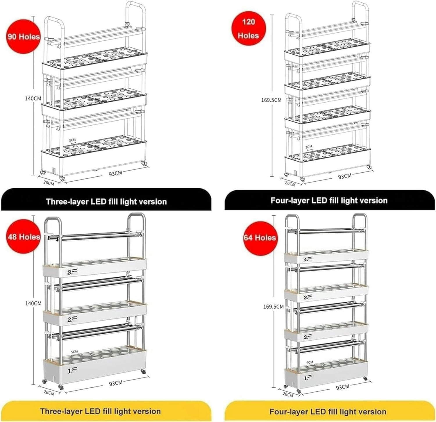 AMNOOL Hydroponic Growing Kits Hydroponic Growing System with Automated LED Grow Lights ｜Vertical Farming for Indoor Tower Garden, Intelligent Multi-Layer Planter Soilless Cultivation Equ