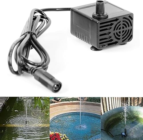 Miniatura 7 de Bomba de fuente de agua, bomba de agua pequeña impermeable de 24 V con ventosa y cable de alimentación para estanque, pecera, acuario pequeño