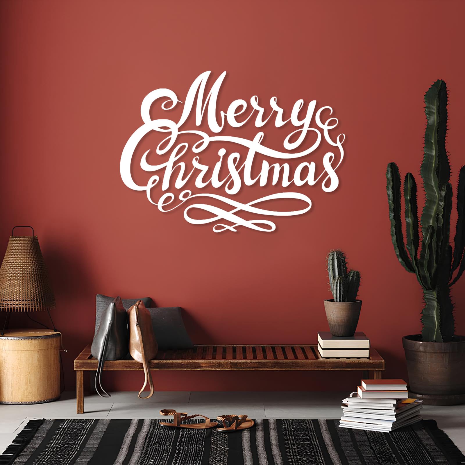 Décoration Murale - Joyeux Noël, Lettres décoratives de Noël, décoration de Noël Style Ferme (Noir, 76 x 55 cm)